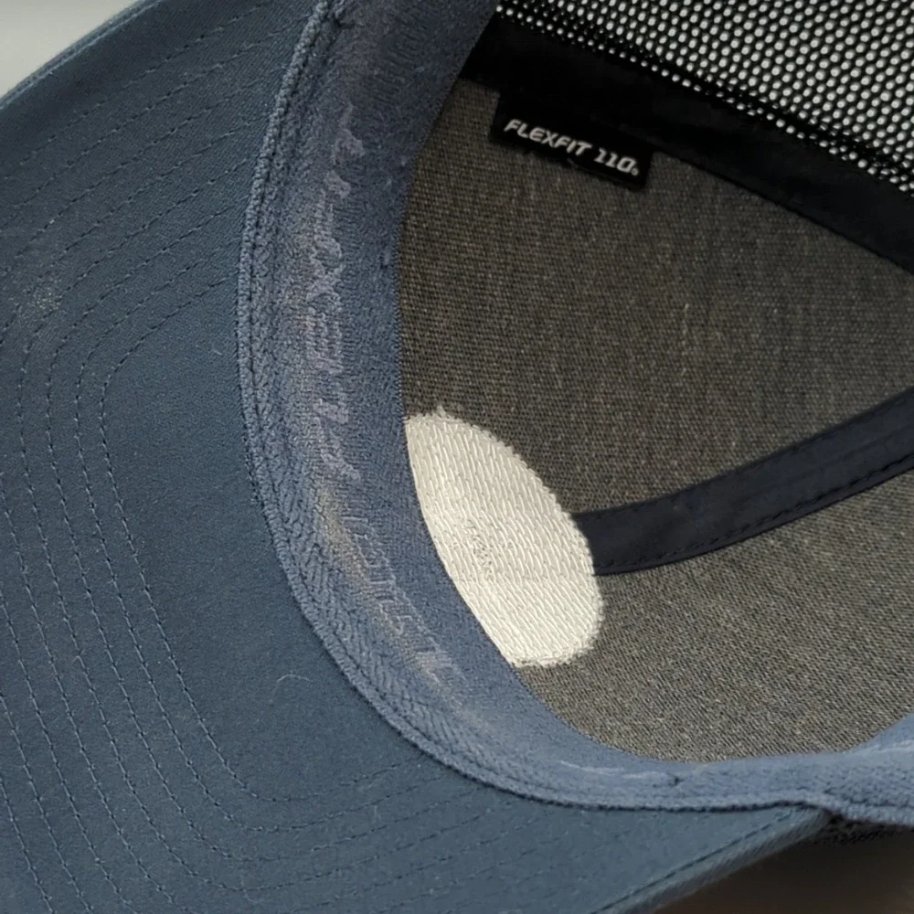TravisMathew Baseball Cap Hat Navy Blue Palm Tree Patch Flexfit 110 Adjustable